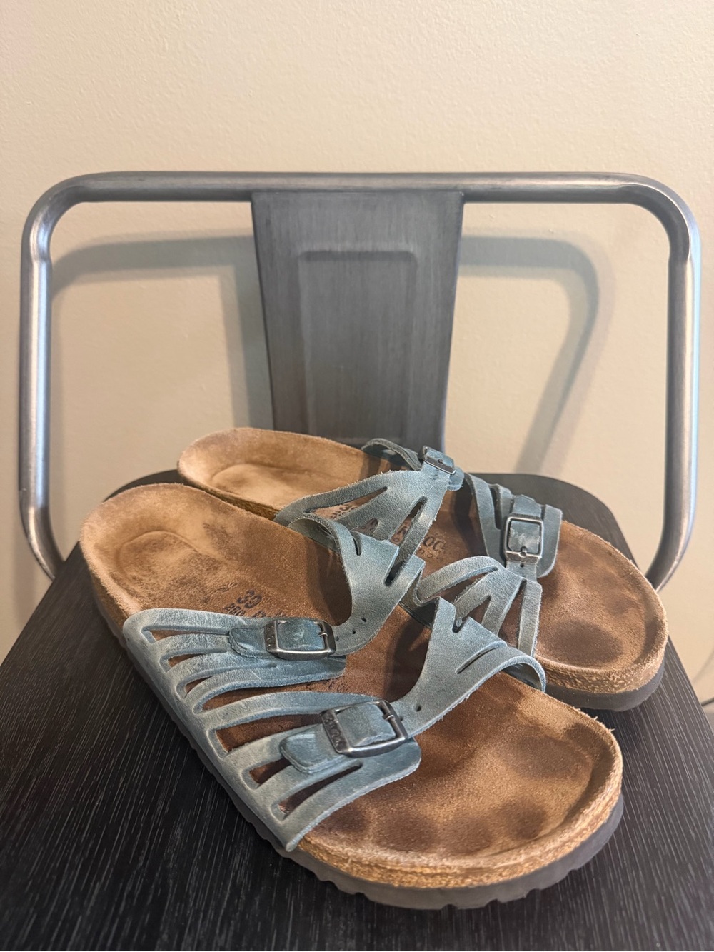 Birkenstock Granada Blue Gray Suede Sandals EU 39 US 8